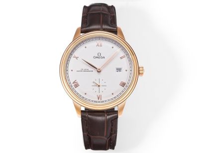 Omega De Ville 41MM 316L Steel 8802 Movement Italian Cowhide Leather Strap Replica Watch
